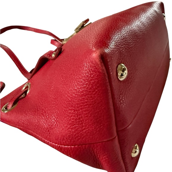 Jimmy Choo Cherry Red Pebbled Leather Shoulder Bag with Gold Hardware - Picture 9 of 10
